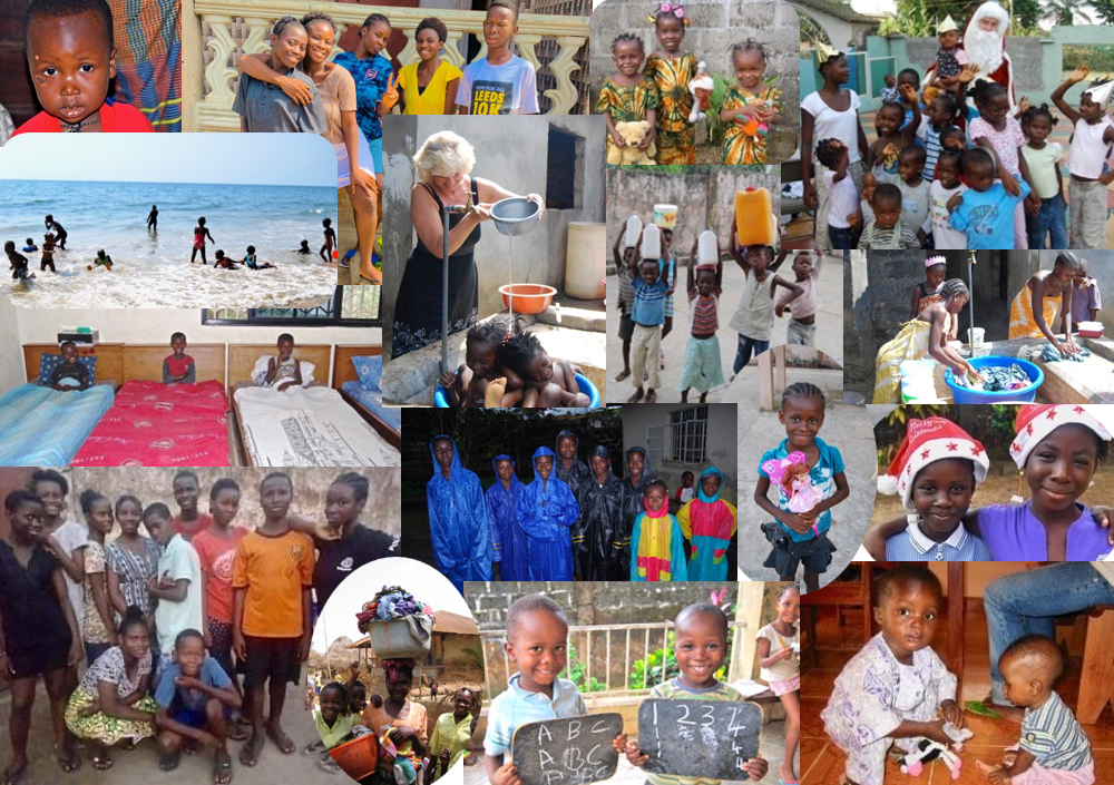 A collage of children from Sierra Leone, being supported by the Cotton Tree Children’s Trust